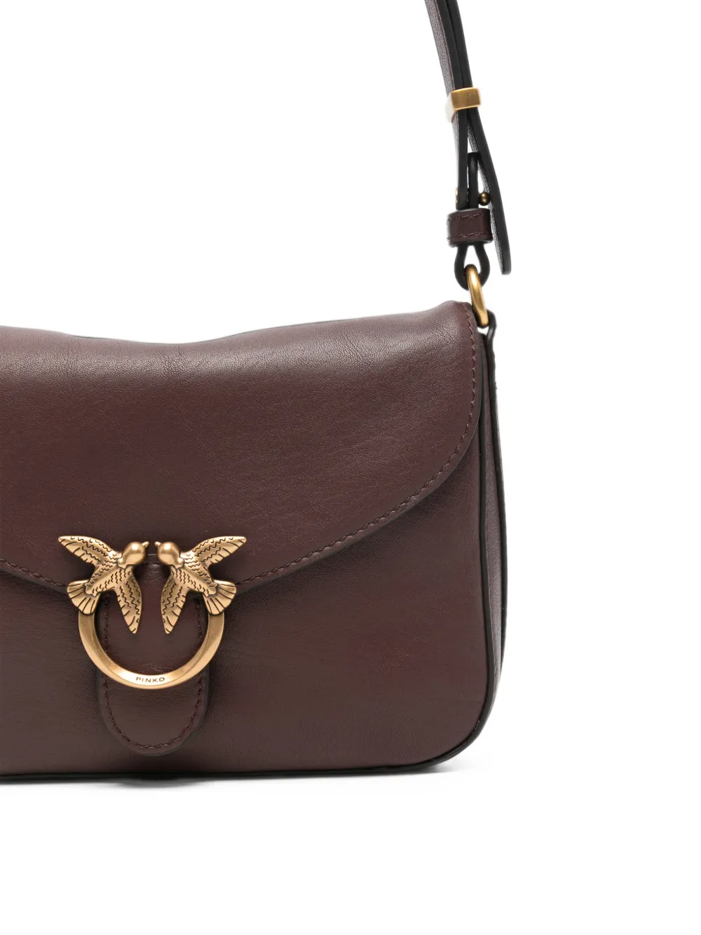 PINKO Love Birds leather shoulder bag Bruin