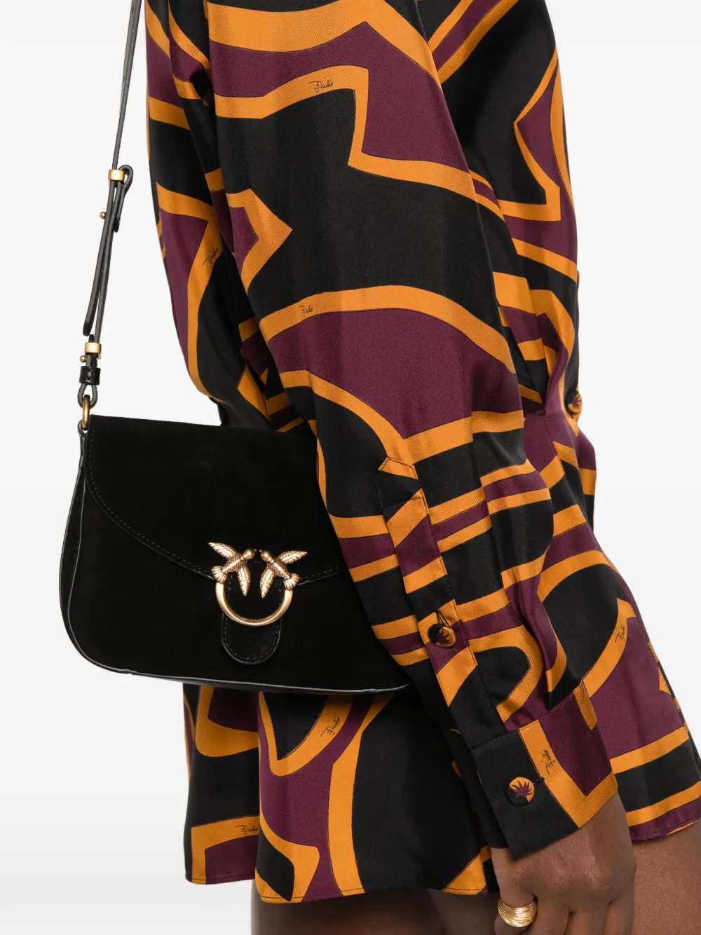 PINKO mini Love Bag suede shoulder bag Zwart