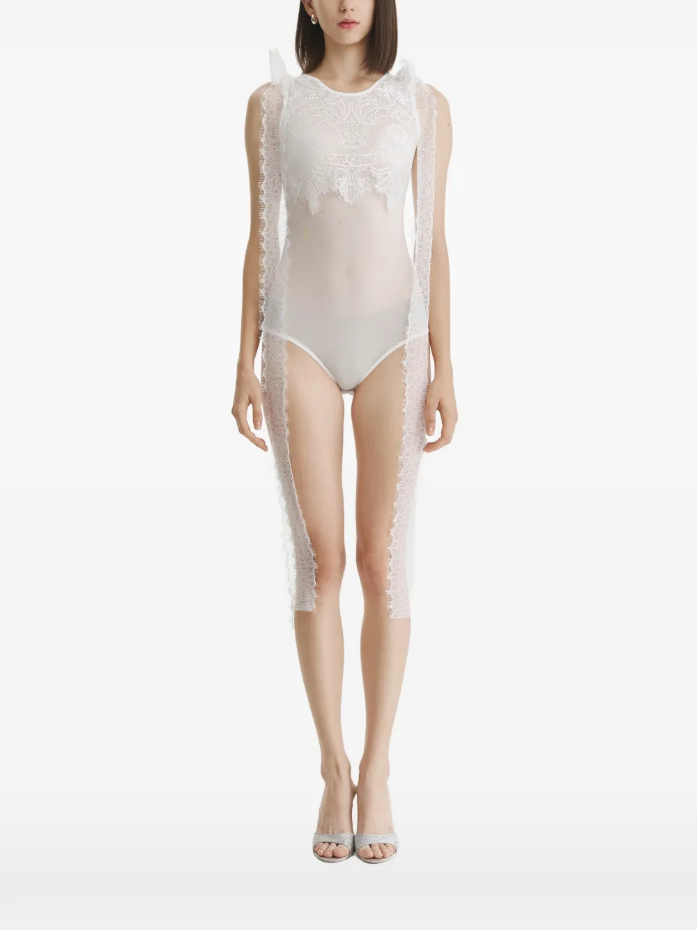 2310 STUDIO lace-panelled bodysuit - Weiß