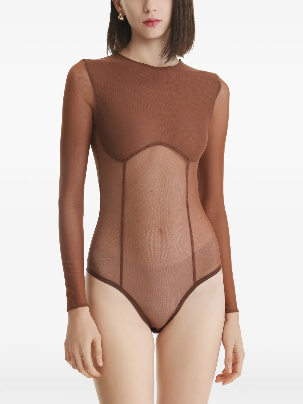 2310 STUDIO sheer panelled bodysuit - Braun