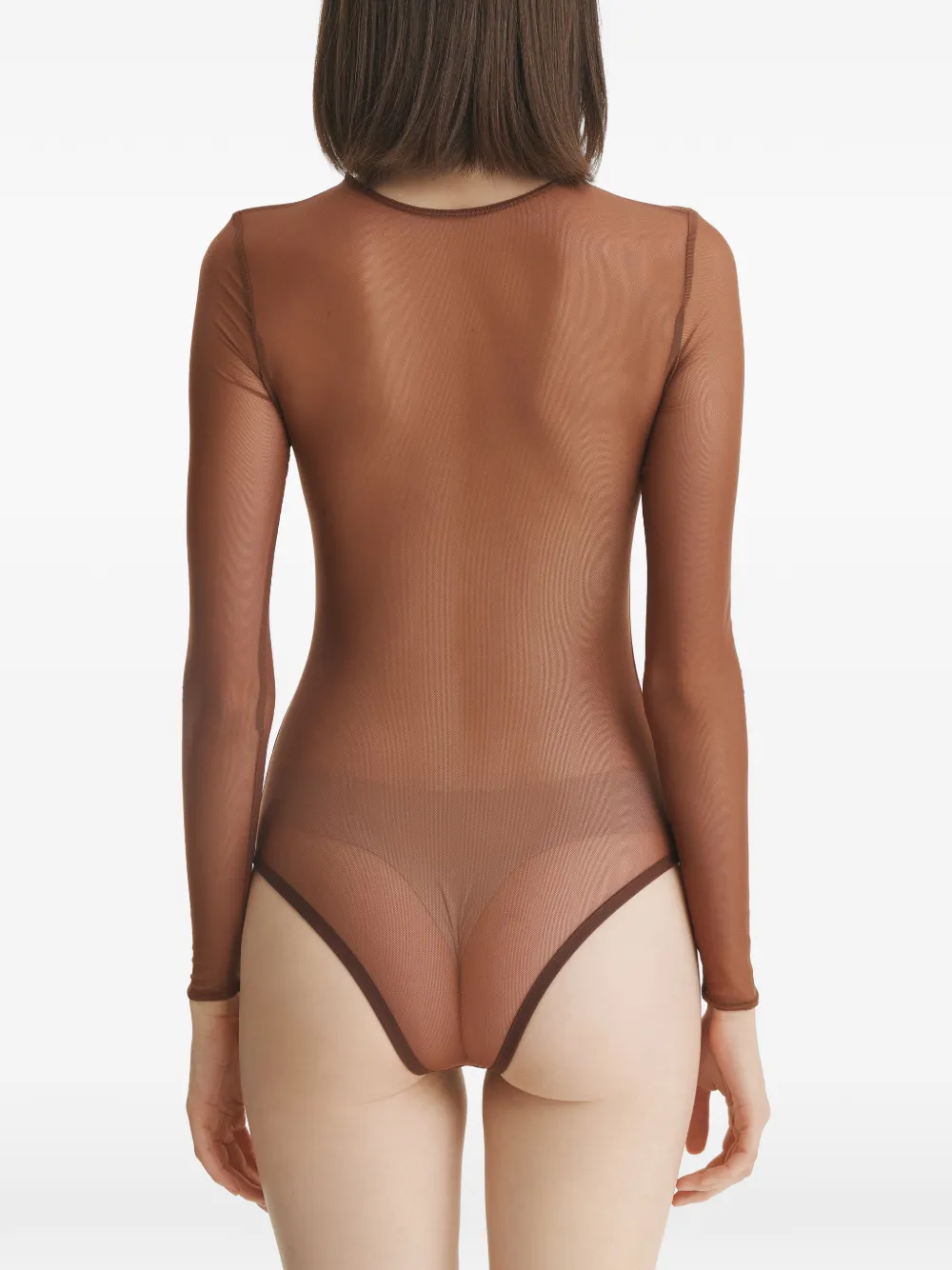 2310 STUDIO sheer panelled bodysuit Bruin