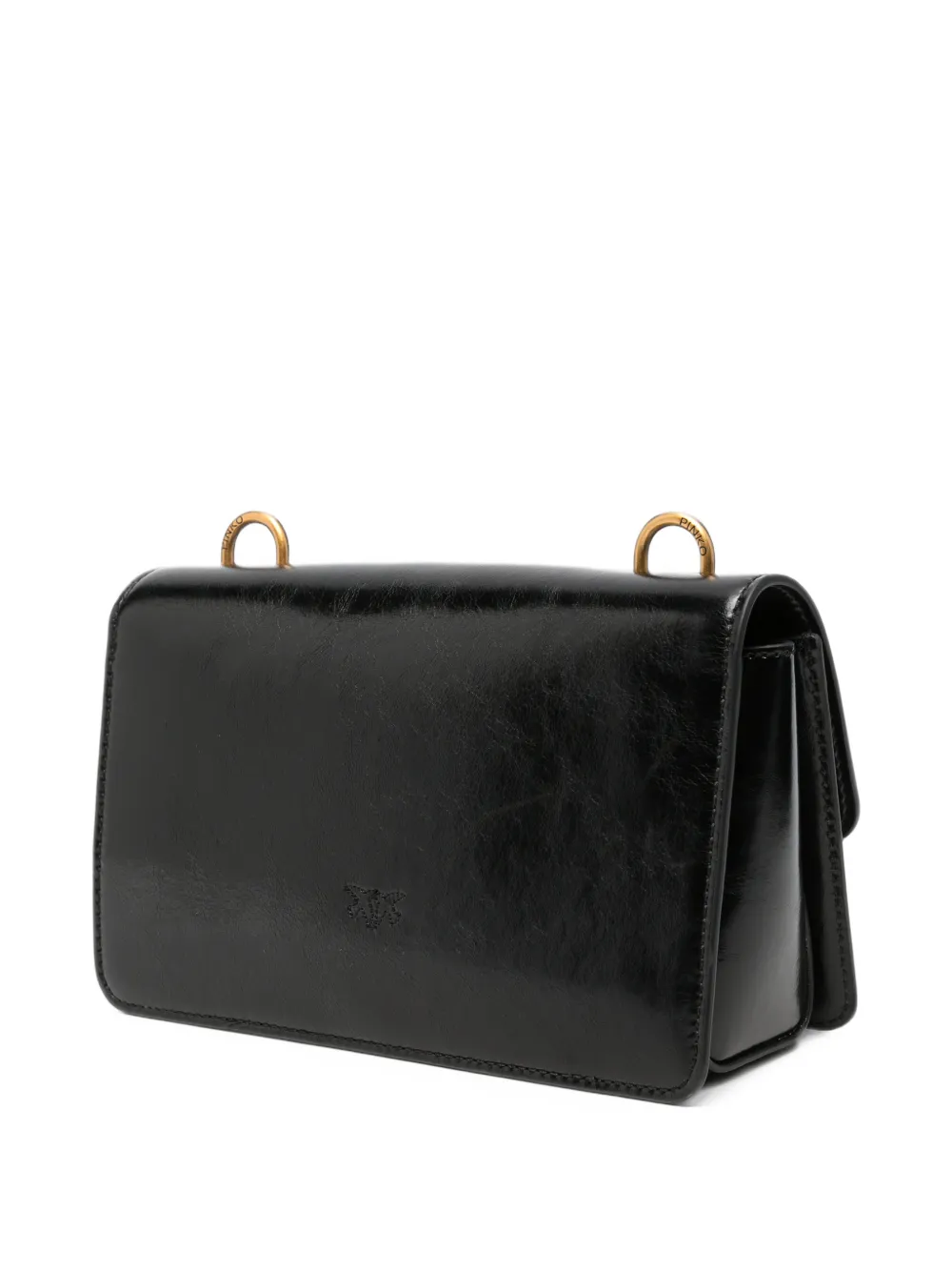 PINKO mini Love One leather shoulder bag Zwart