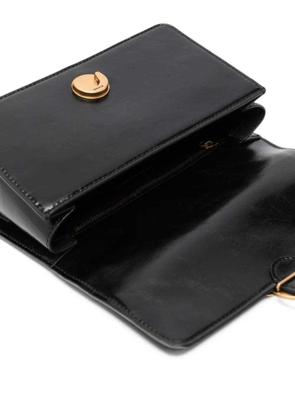 PINKO mini Love One leather shoulder bag Zwart