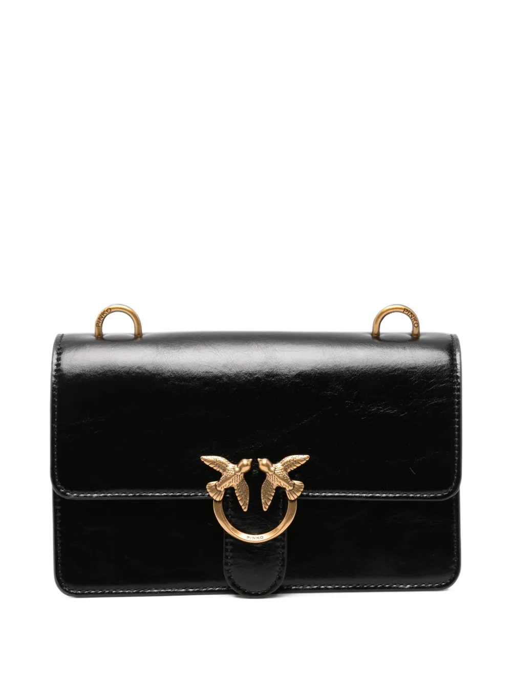 PINKO mini Love One leather shoulder bag Zwart