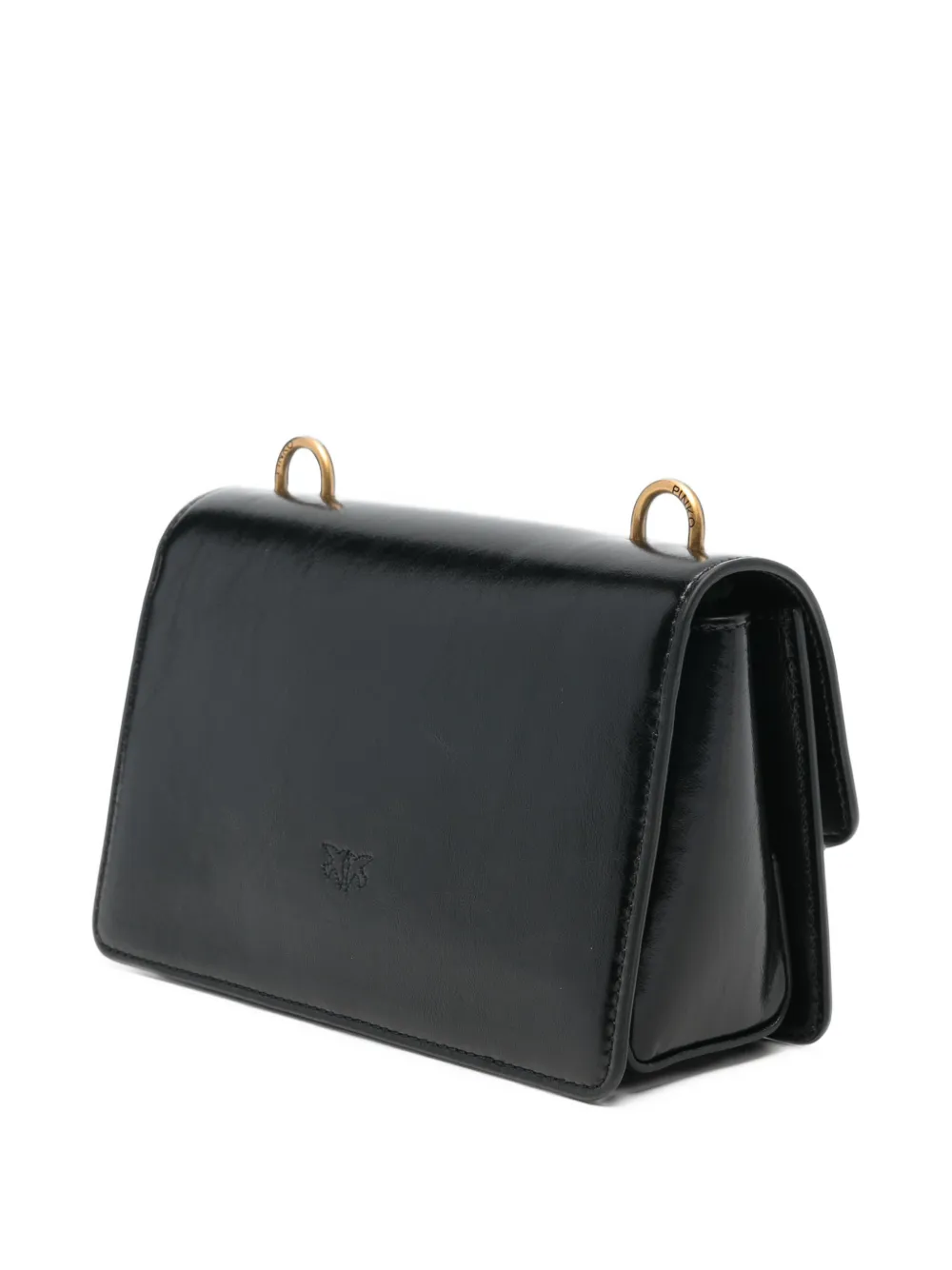 PINKO Love Birds leather shoulder bag Zwart