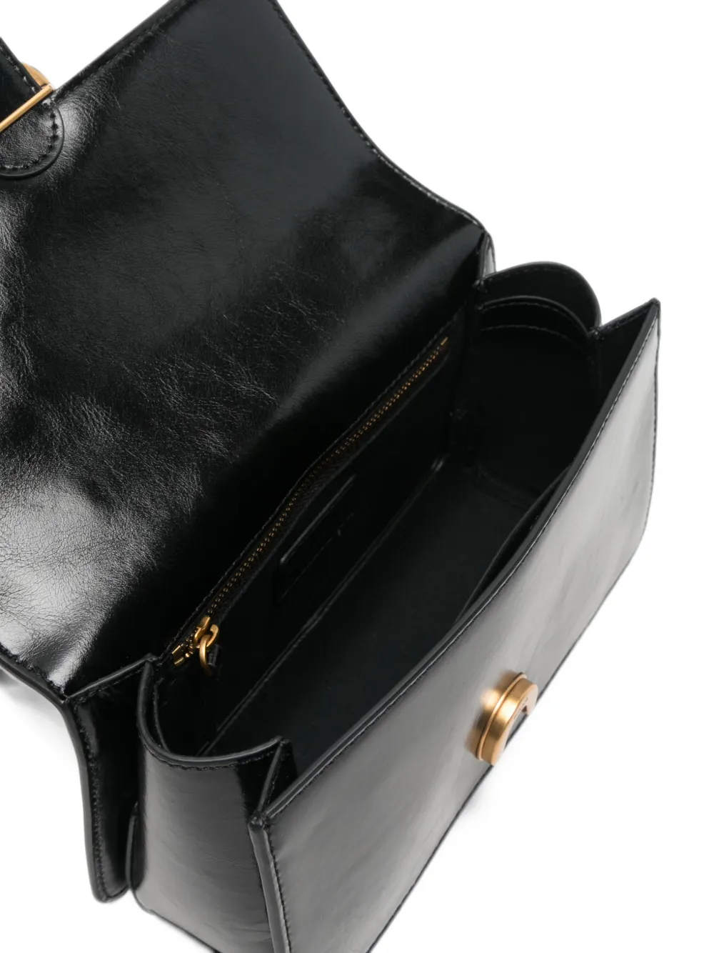 PINKO Love Birds leather shoulder bag Zwart