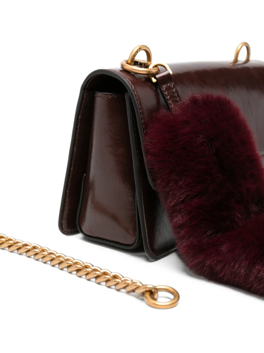 PINKO mini Love One leather shoulder bag Rood