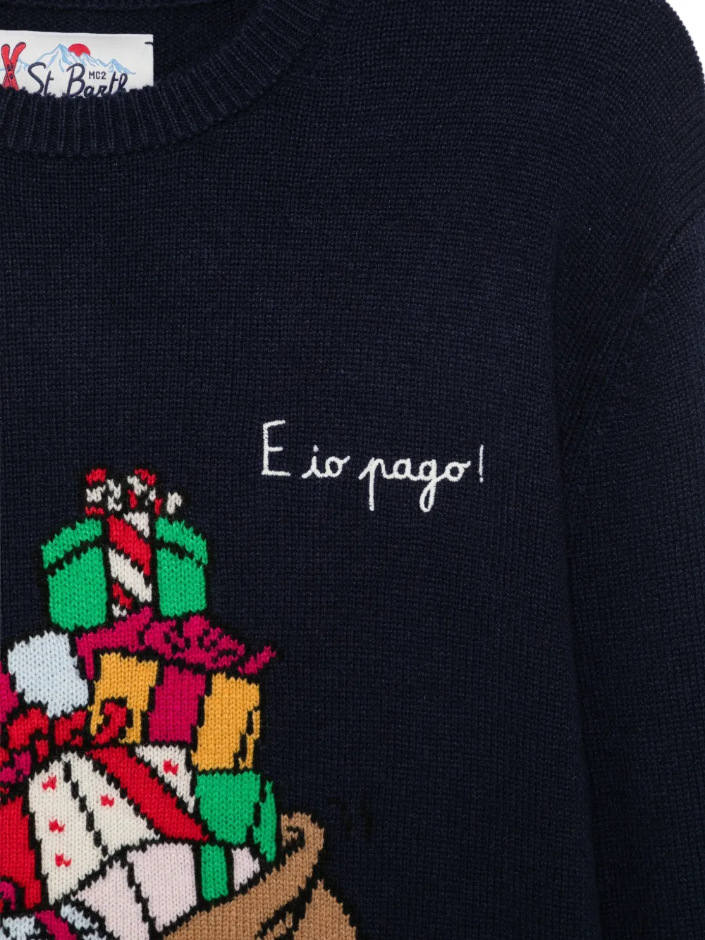 MC2 Saint Barth x Disney Heron graphic-knit crew-neck sweater Blauw