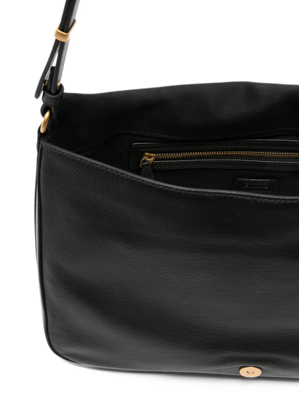 PINKO Love Birds leather shoulder bag Zwart