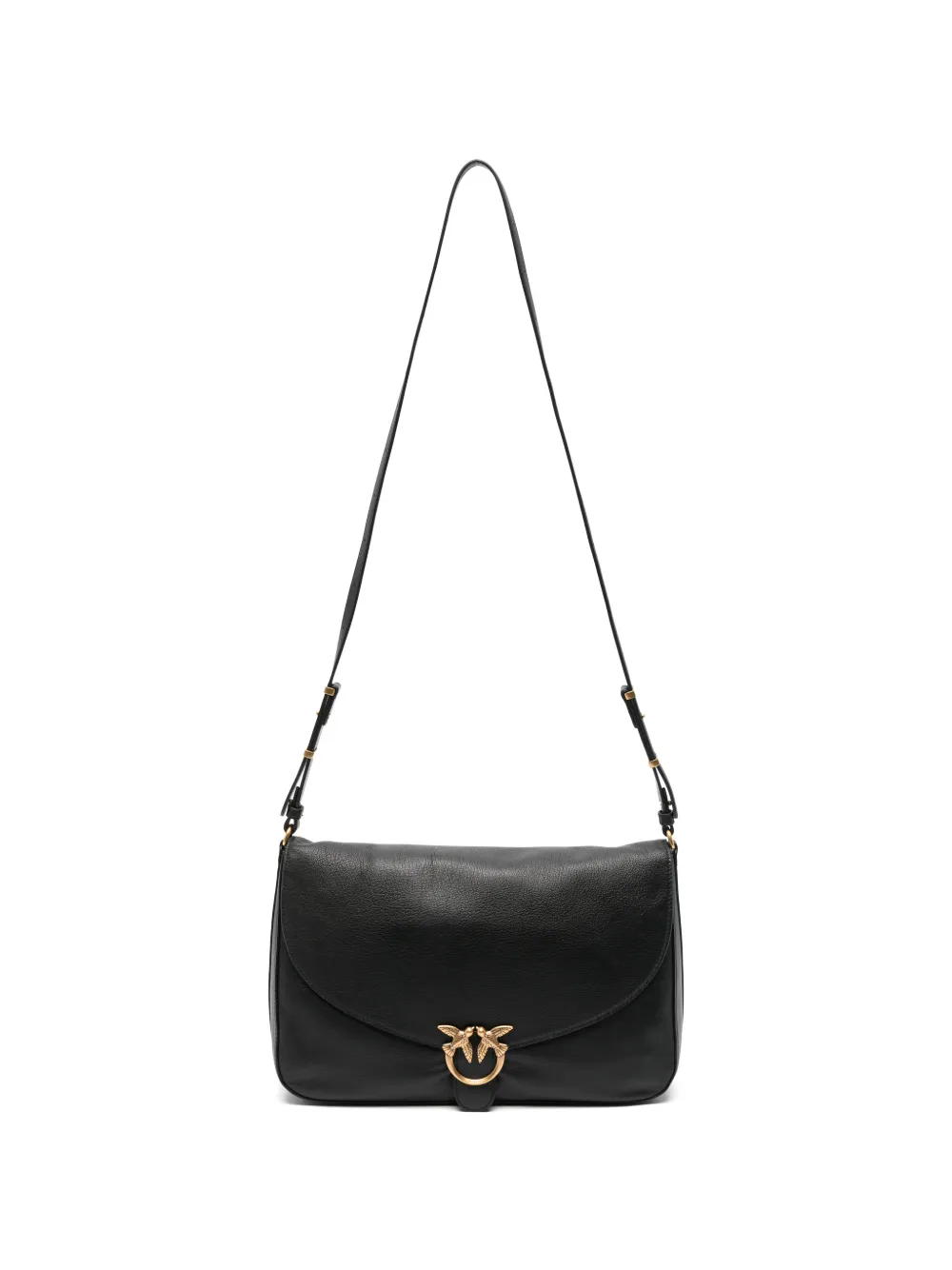 PINKO Love Birds leather shoulder bag Zwart