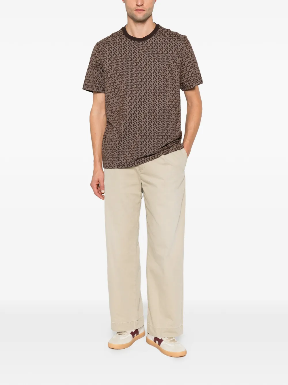 Michael Kors monogram-print cotton T-shirt Bruin
