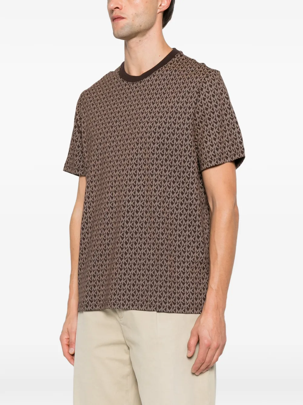 Michael Kors monogram-print cotton T-shirt Bruin