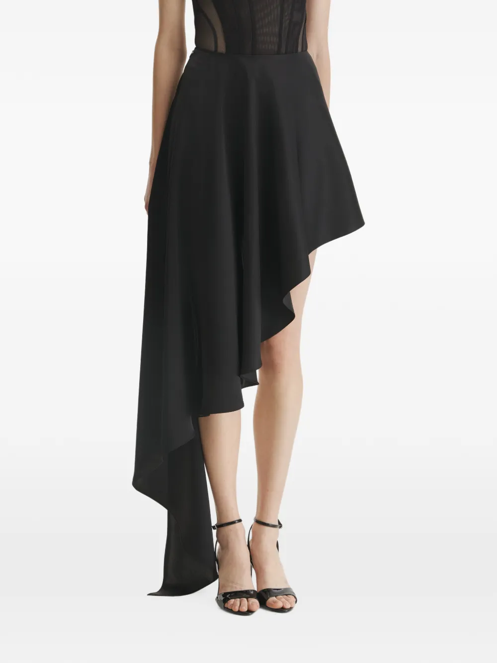 2310 STUDIO asymmetric draped mini skirt - Schwarz
