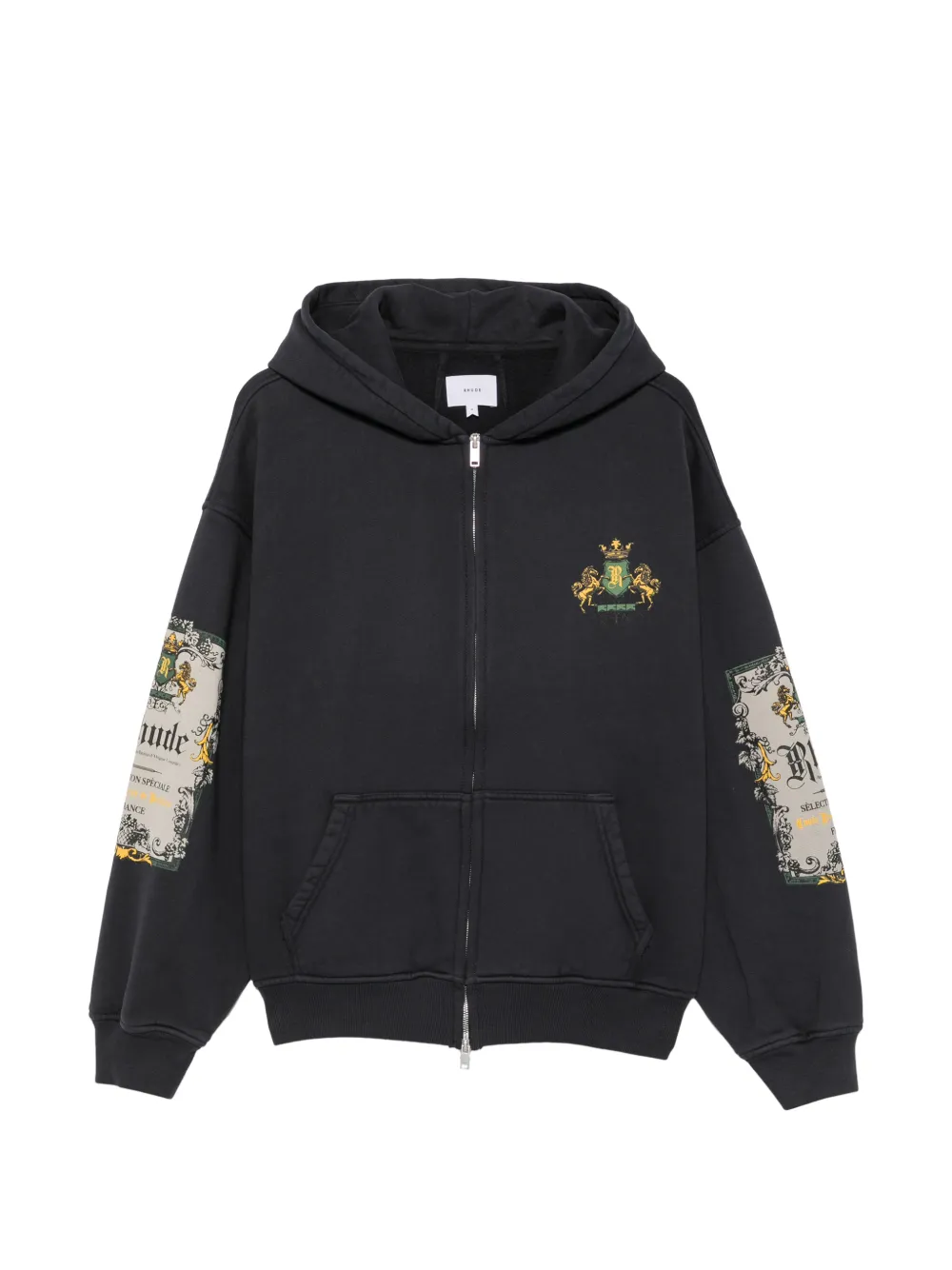 RHUDE graphic-print zip-up hoodie - Black