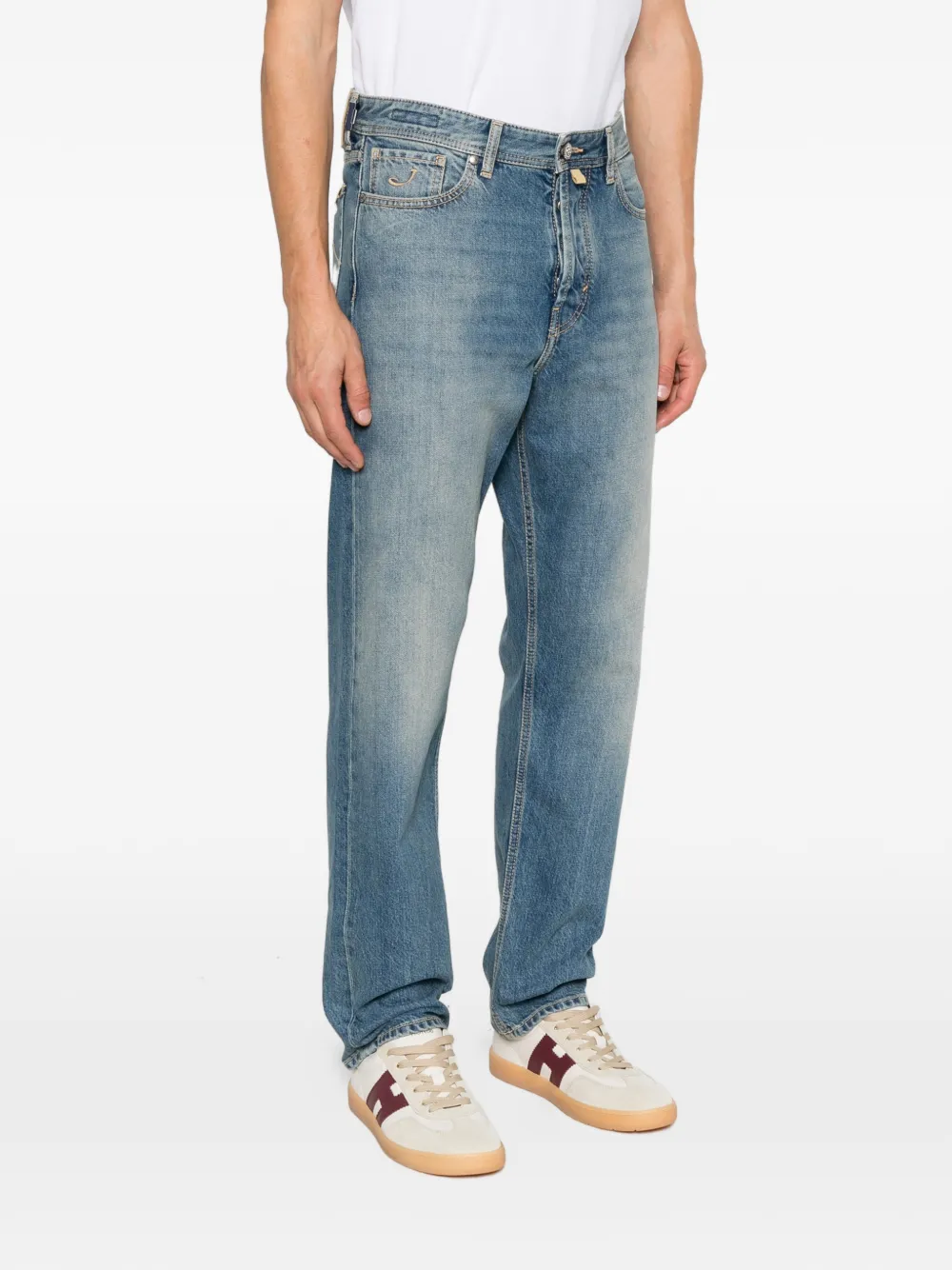 Jacob Cohën logo-patch straight-leg jeans Blauw