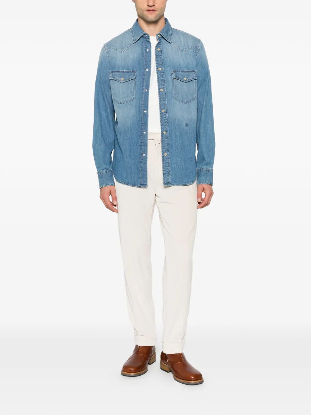 Jacob Cohën Denim overhemd met Western-yoke Blauw