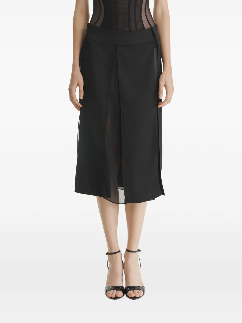 2310 STUDIO slit-detail midi skirt - Schwarz