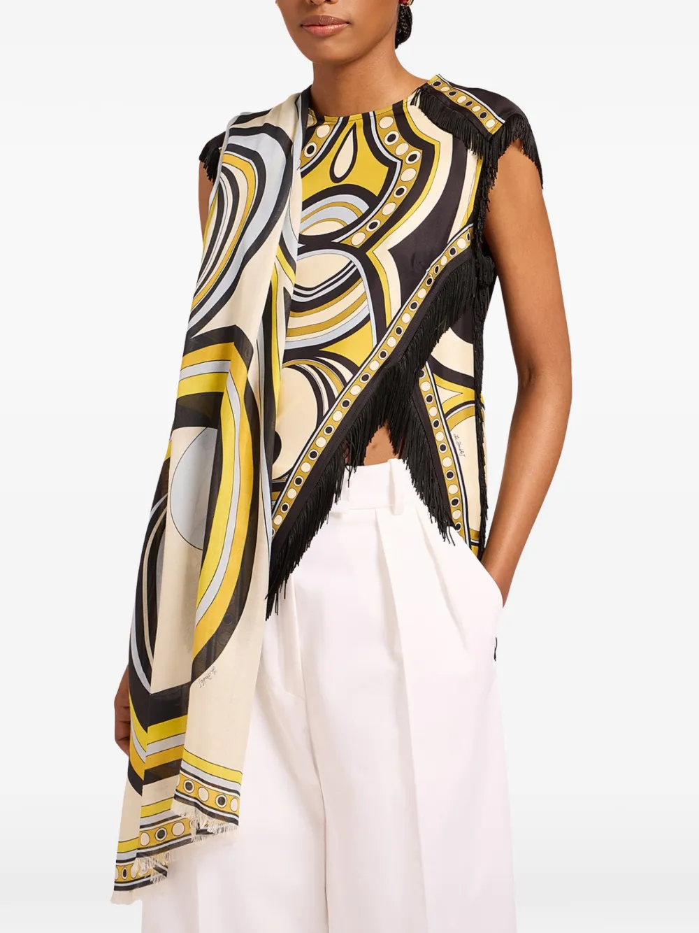 La DoubleJ sanctuary placée ivory in silk modal blend scarf Beige