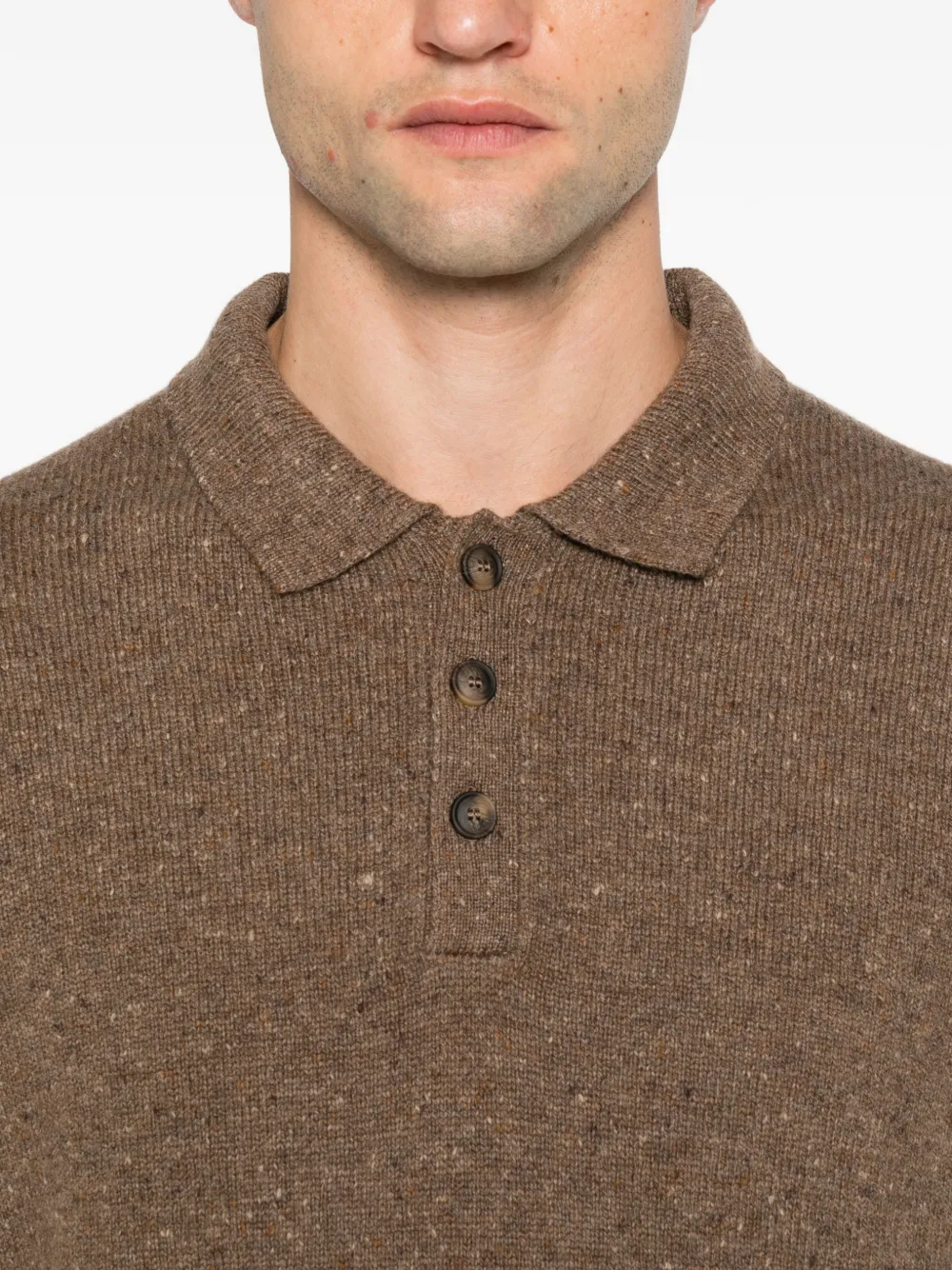Gran Sasso button-fastening long-sleeve polo shirt Bruin