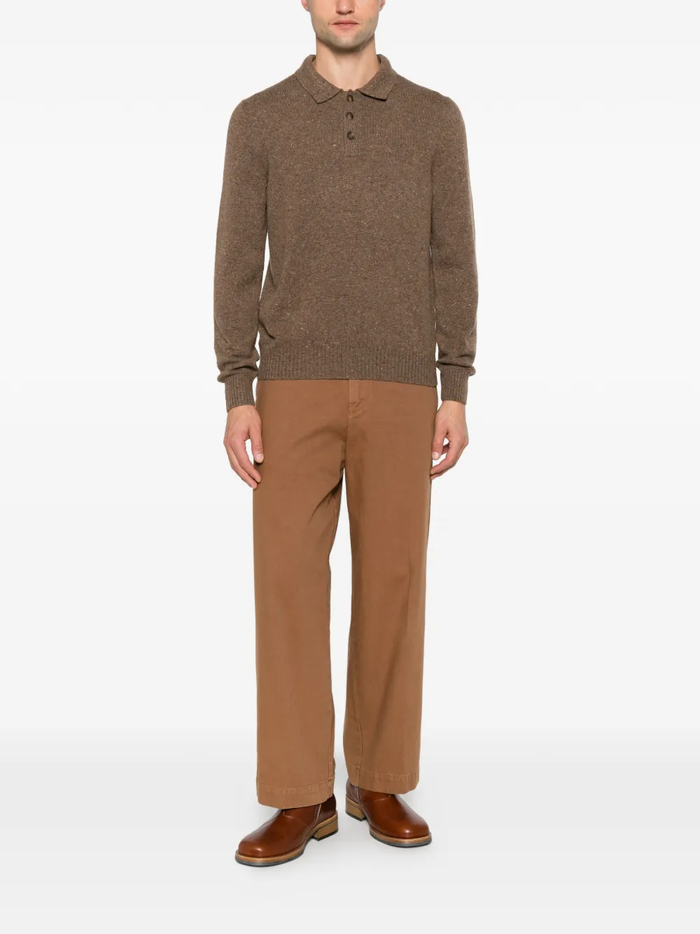 Gran Sasso button-fastening long-sleeve polo shirt Bruin