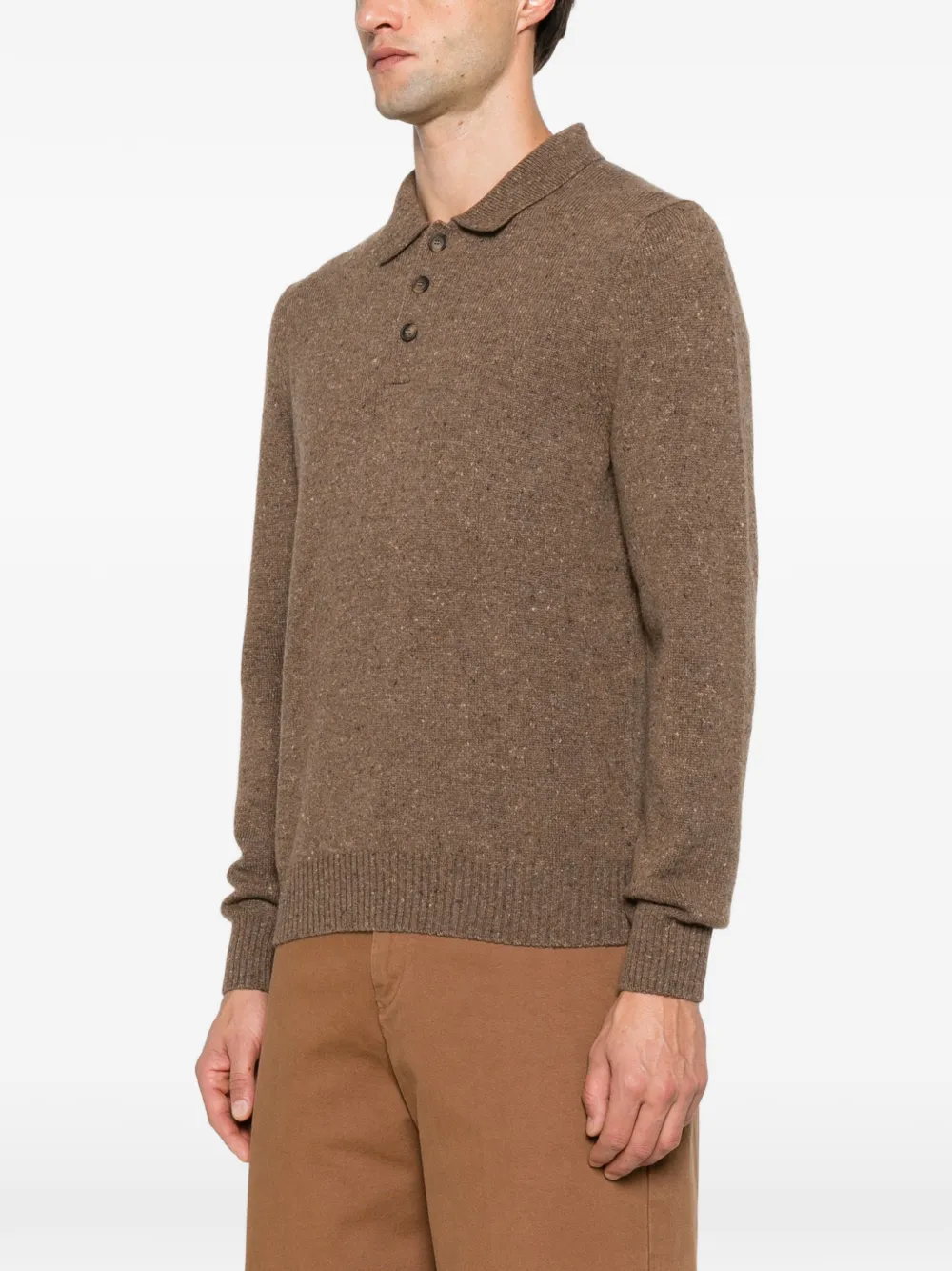 Gran Sasso button-fastening long-sleeve polo shirt Bruin