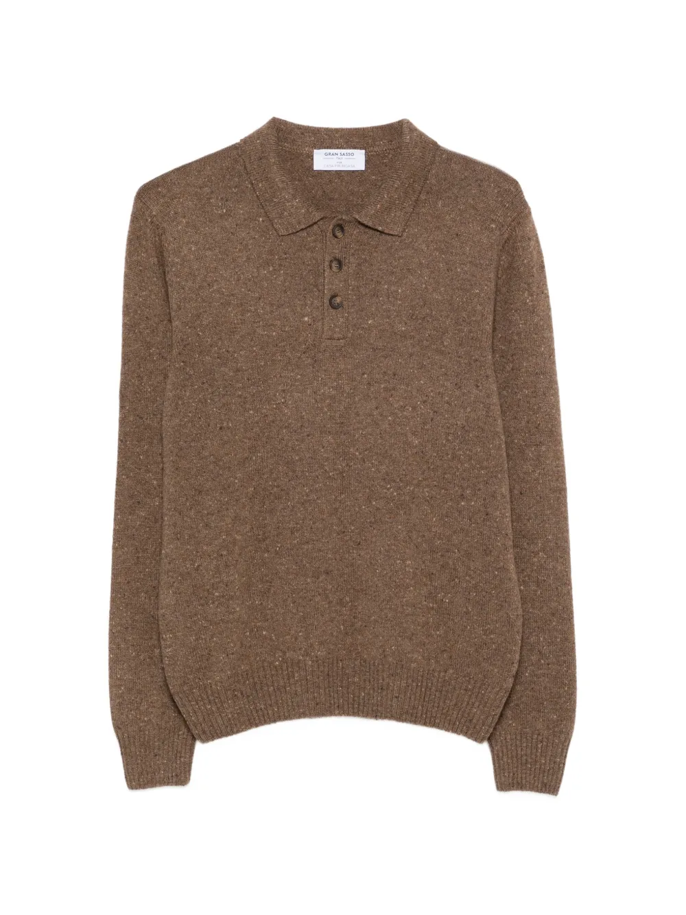 Gran Sasso button-fastening long-sleeve polo shirt - Marrone