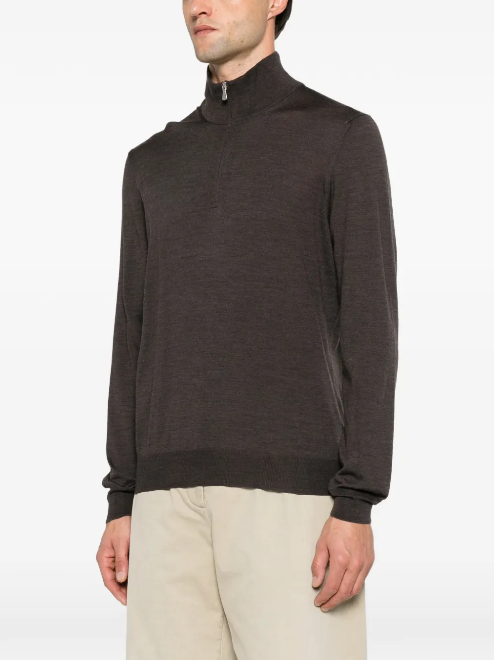 Gran Sasso quarter-zip wool sweater Bruin