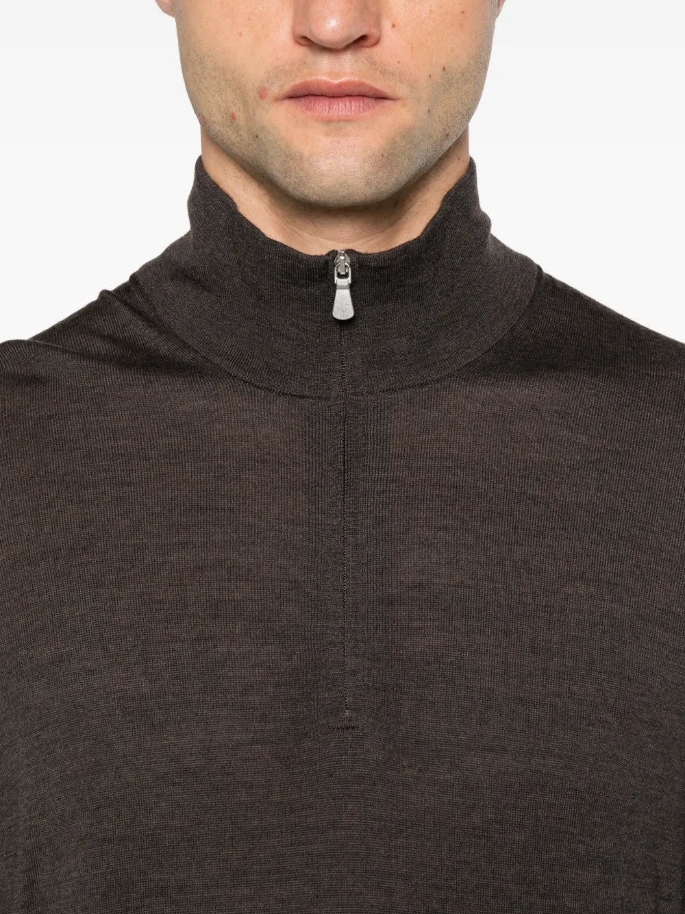 Gran Sasso quarter-zip wool sweater Bruin