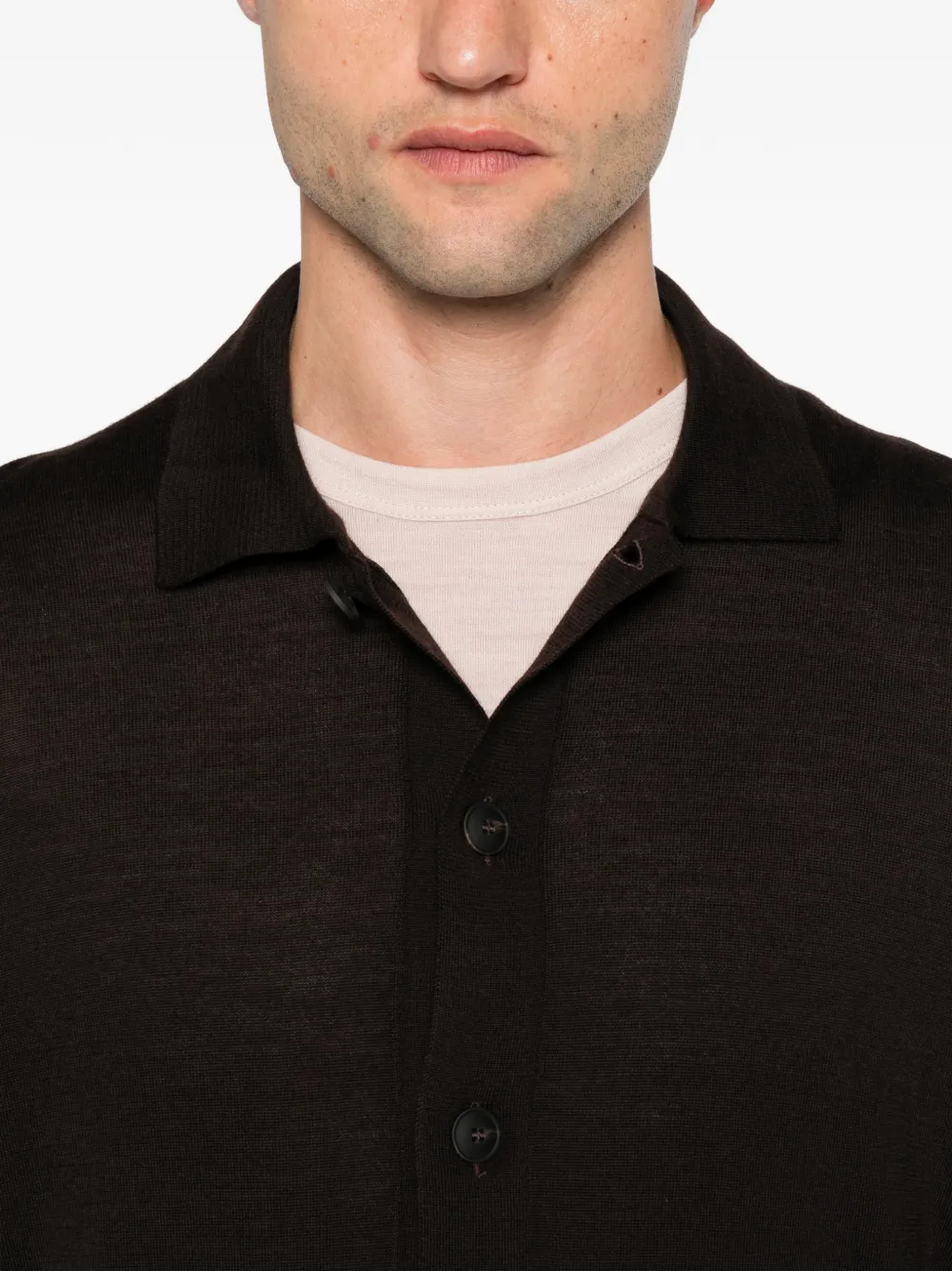 Gran Sasso Button-up vest met kraag Bruin