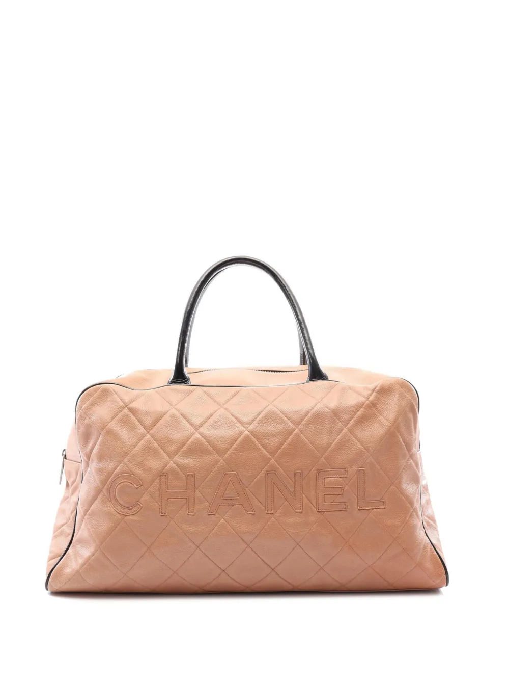 CHANEL Pre-Owned 2000-2002 Large Quilted Grained Calfskin Bowler handbag - Brown