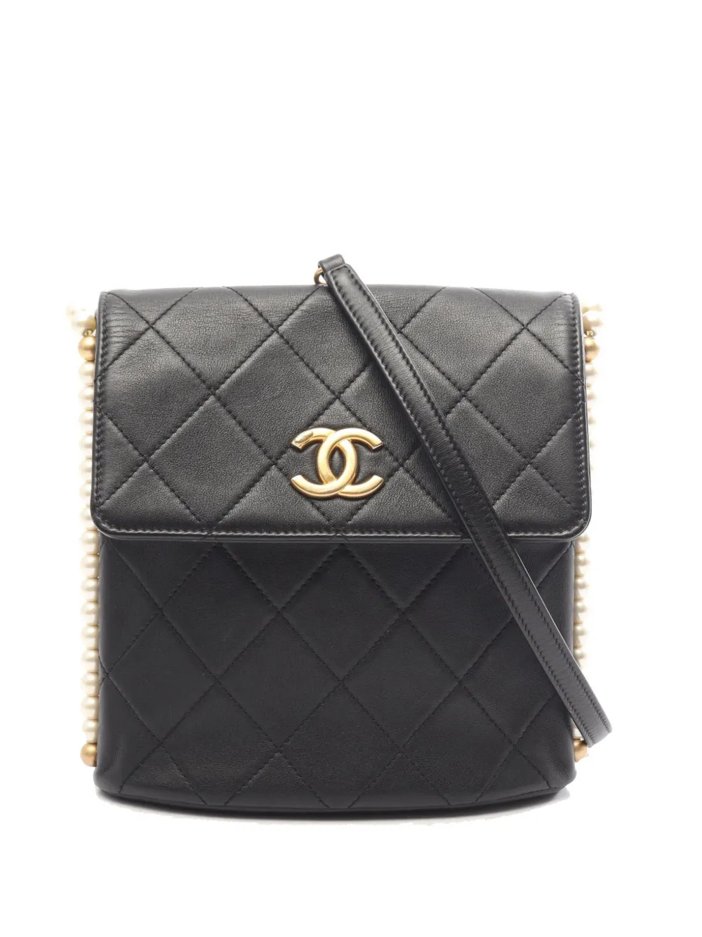 CHANEL Pre-Owned 2021 Small Quilted Calfskin About Pearls Hobo crossbody bag - Black