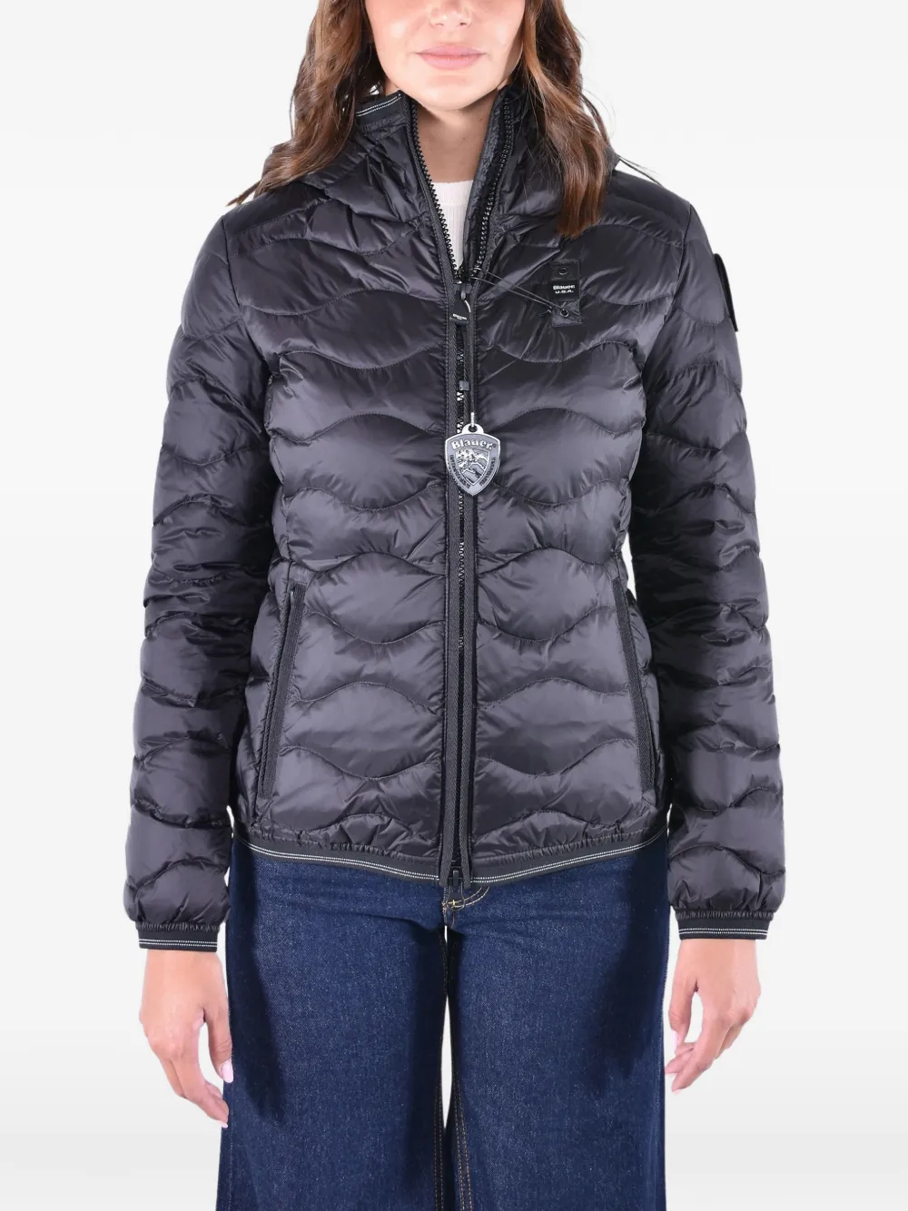 Blauer Camelia quilted hooded jacket - Schwarz