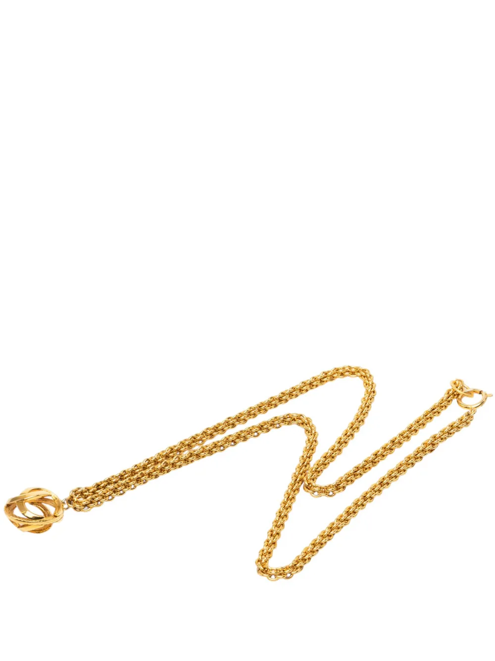 CHANEL Pre-Owned 1970-1980 CC Gold Plated Pendant Necklace costume necklace