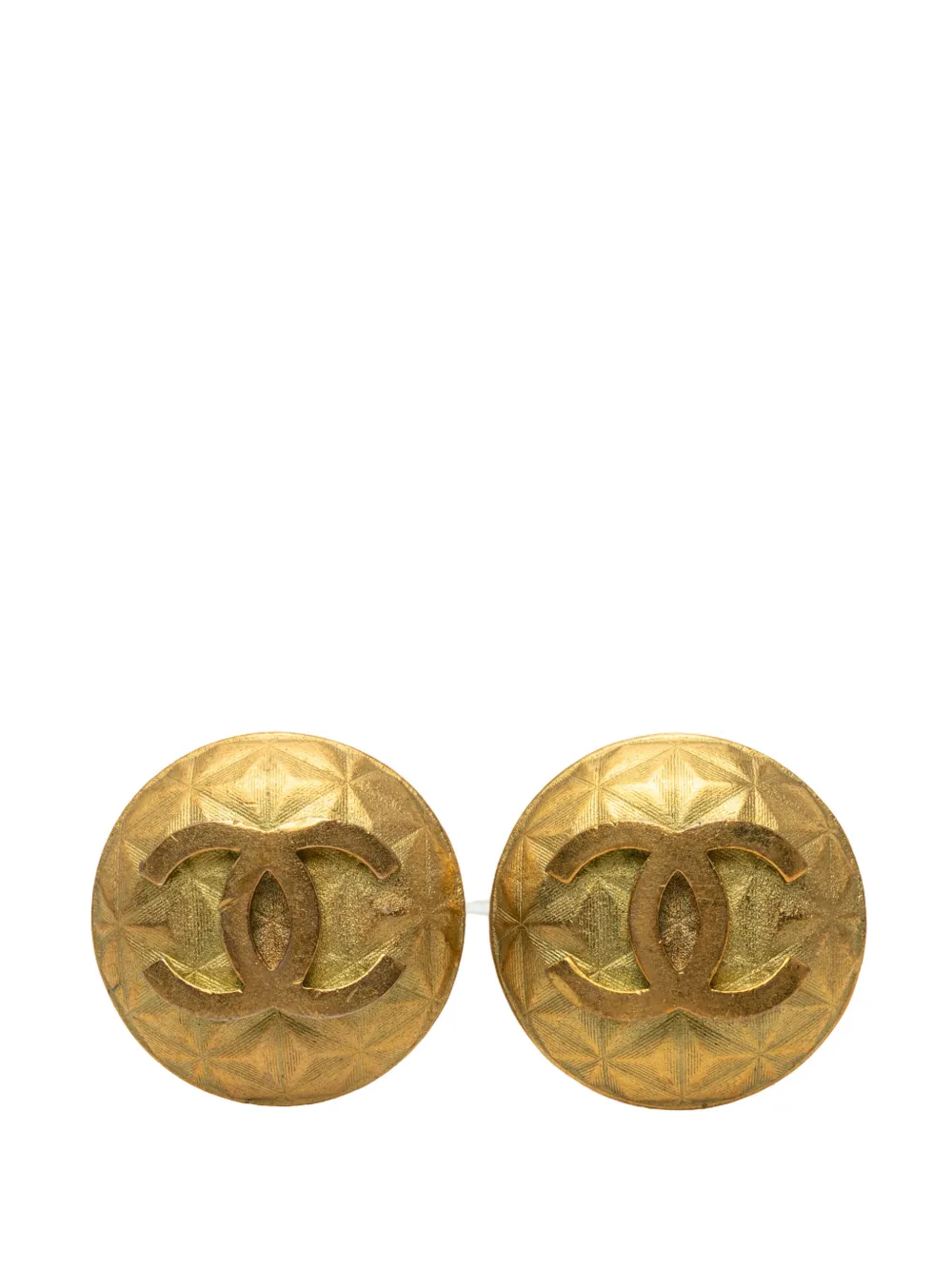 CHANEL Pre-Owned 1995 CC Gold Plated Round Clip On Earrings costume earrings