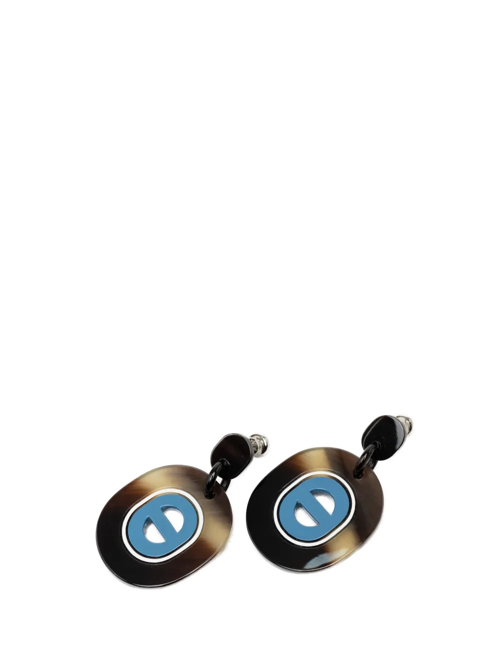 Hermès Pre-Owned 2000-2026 Buffalo Horn Lacquered and Palladium Plated Fidelio Village Drop Bullet Back Earrings costume earrings - Schwarz