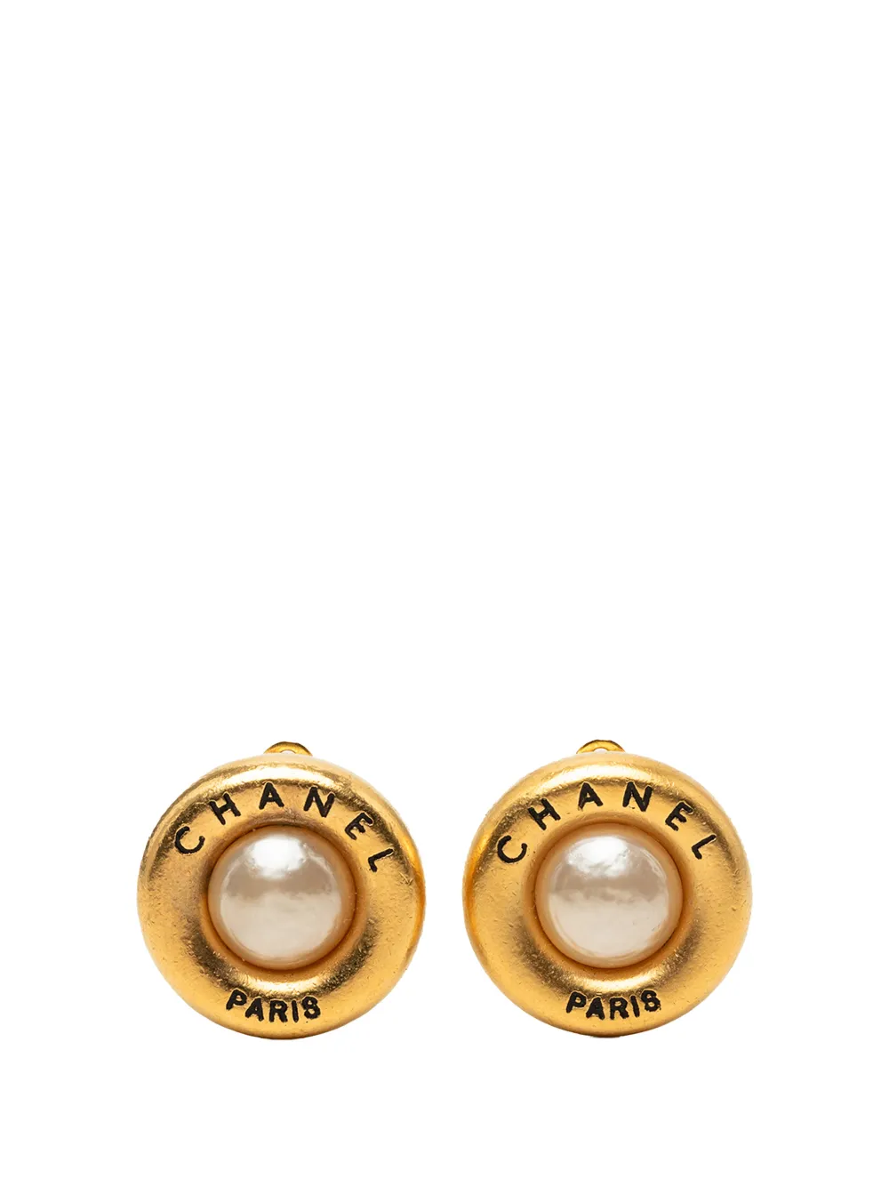 CHANEL Pre-Owned 1994 Gold Plated Faux Pearl Round Clip On Earrings costume earrings - Bianco