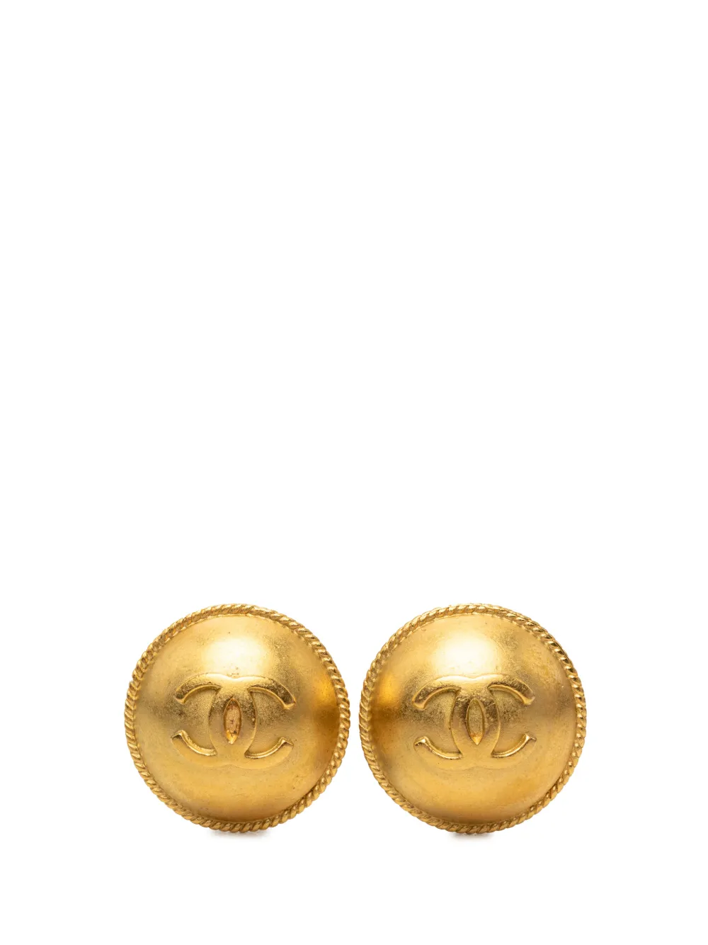 CHANEL Pre-Owned 1994 CC Gold Plated Round Clip On Earrings costume earrings