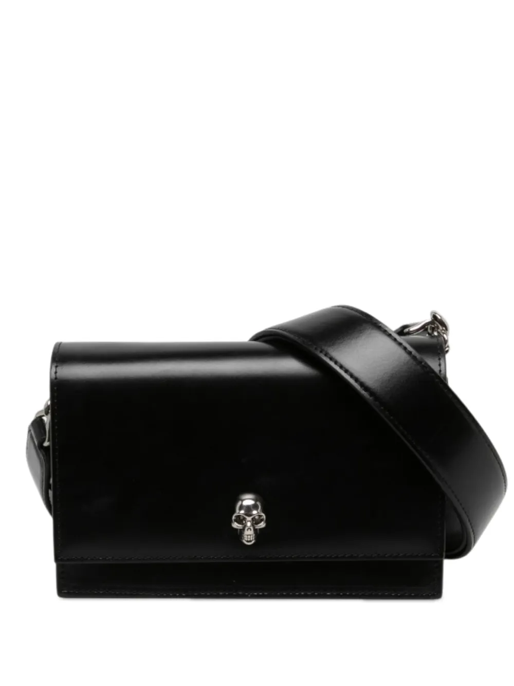 Pre-owned Alexander Mcqueen 2010-2026 Leather Biker Skull Shoulder Bag In Black