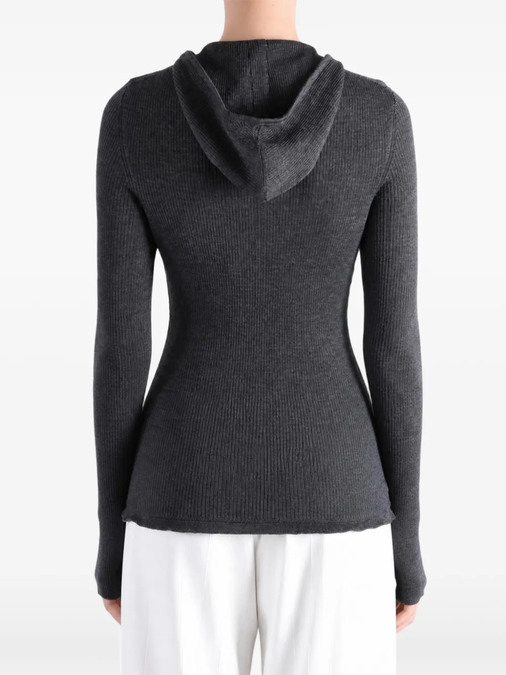 Cecilie Bahnsen ruffled-trim zip-up hoodie Grijs