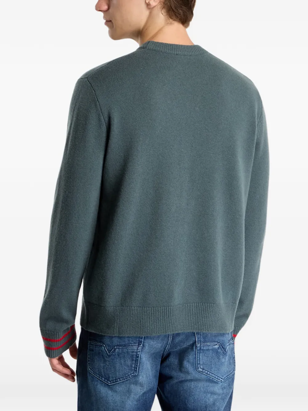 Diesel K-Patri patch-detail striped-cuff sweater Groen