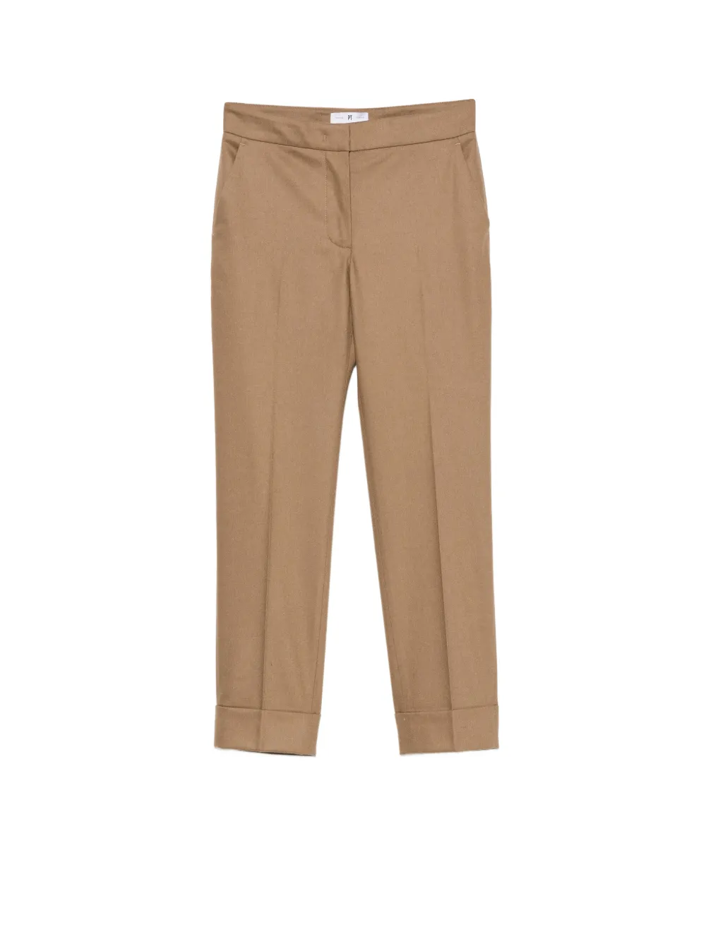 PT Torino pressed-crease turn-up trousers Beige