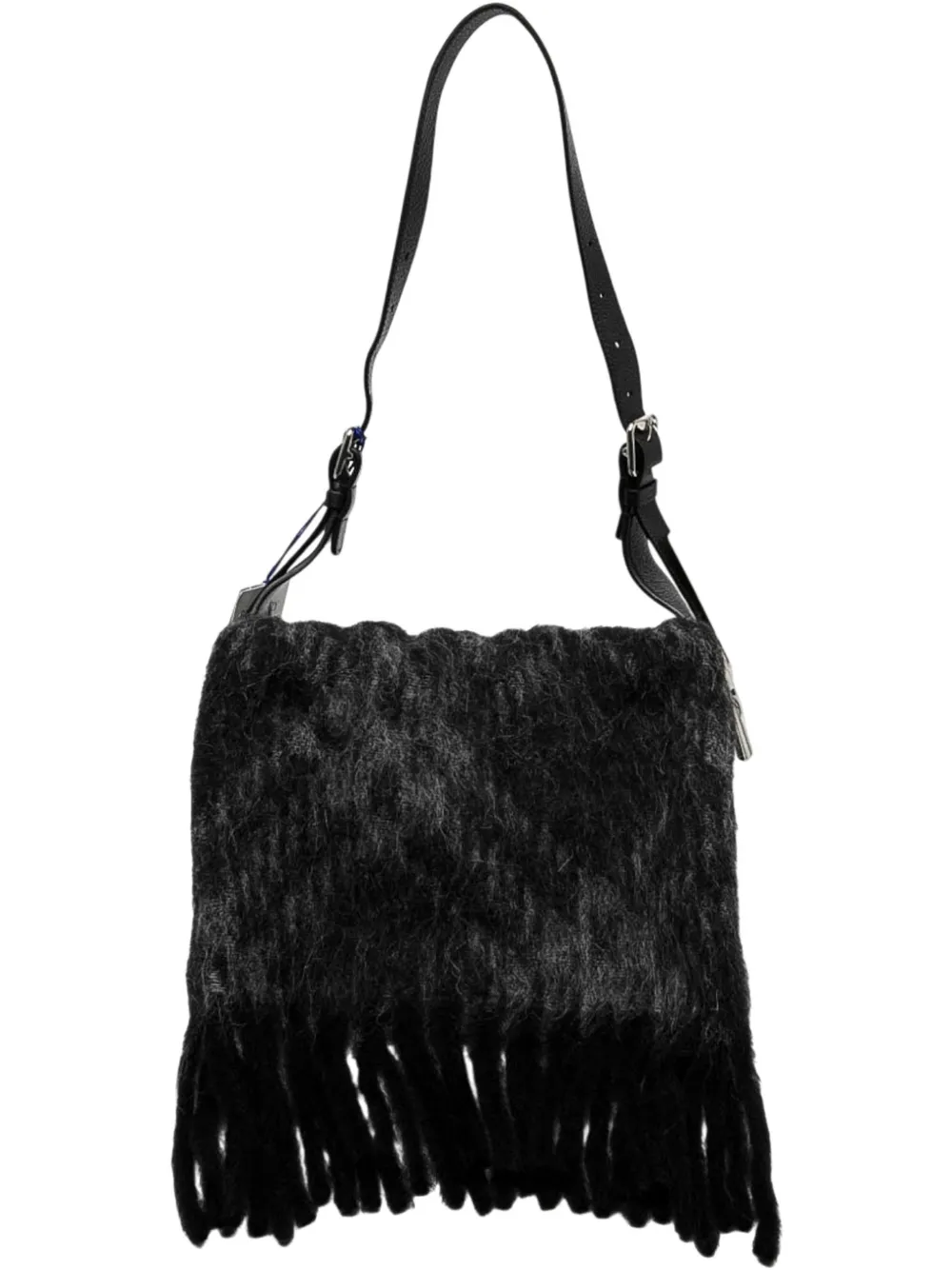 Burberry Pre-Owned 2018-2026 Medium Calfskin and Wool Chess Blanket shoulder bag - Schwarz