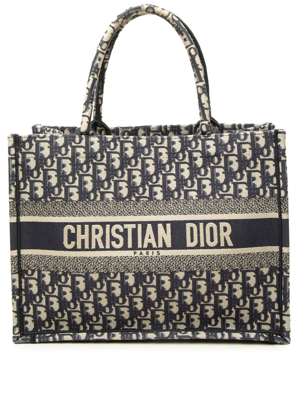 Christian Dior Pre-Owned 2022 Medium Oblique Embroidered Canvas Book tote bag - Blau