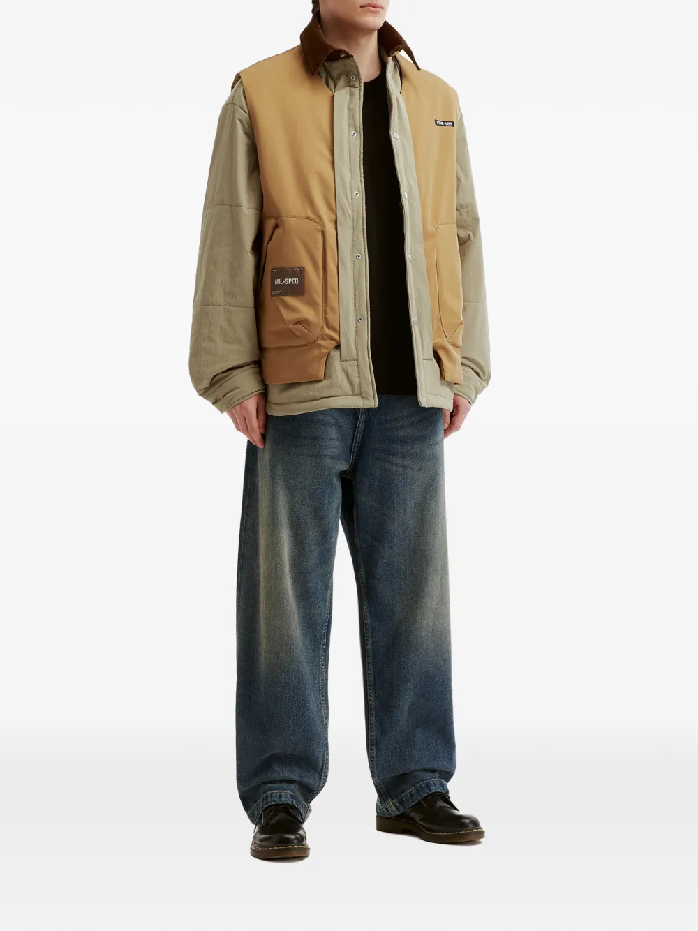 izzue Gelaagd jack met ribfluwelen kraag Beige