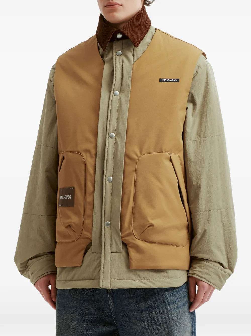 izzue Gelaagd jack met ribfluwelen kraag Beige