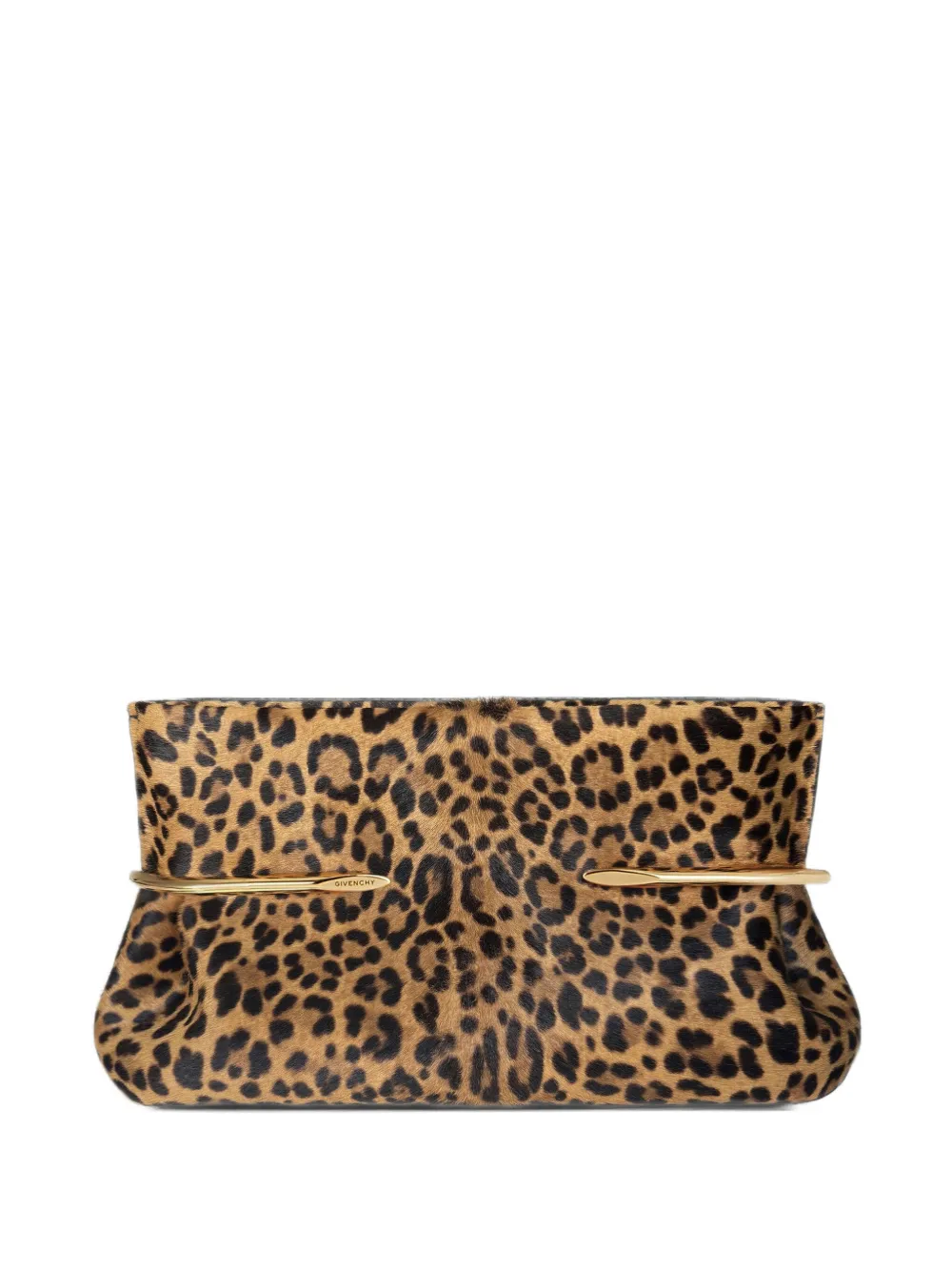 Givenchy Pinch soft clutch in leopard pony-effect leather - Braun