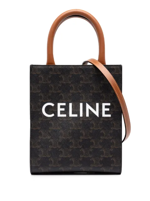 Celine Pre-Owned 2022 Mini Triomphe Coated Canvas Vertical Cabas satchel