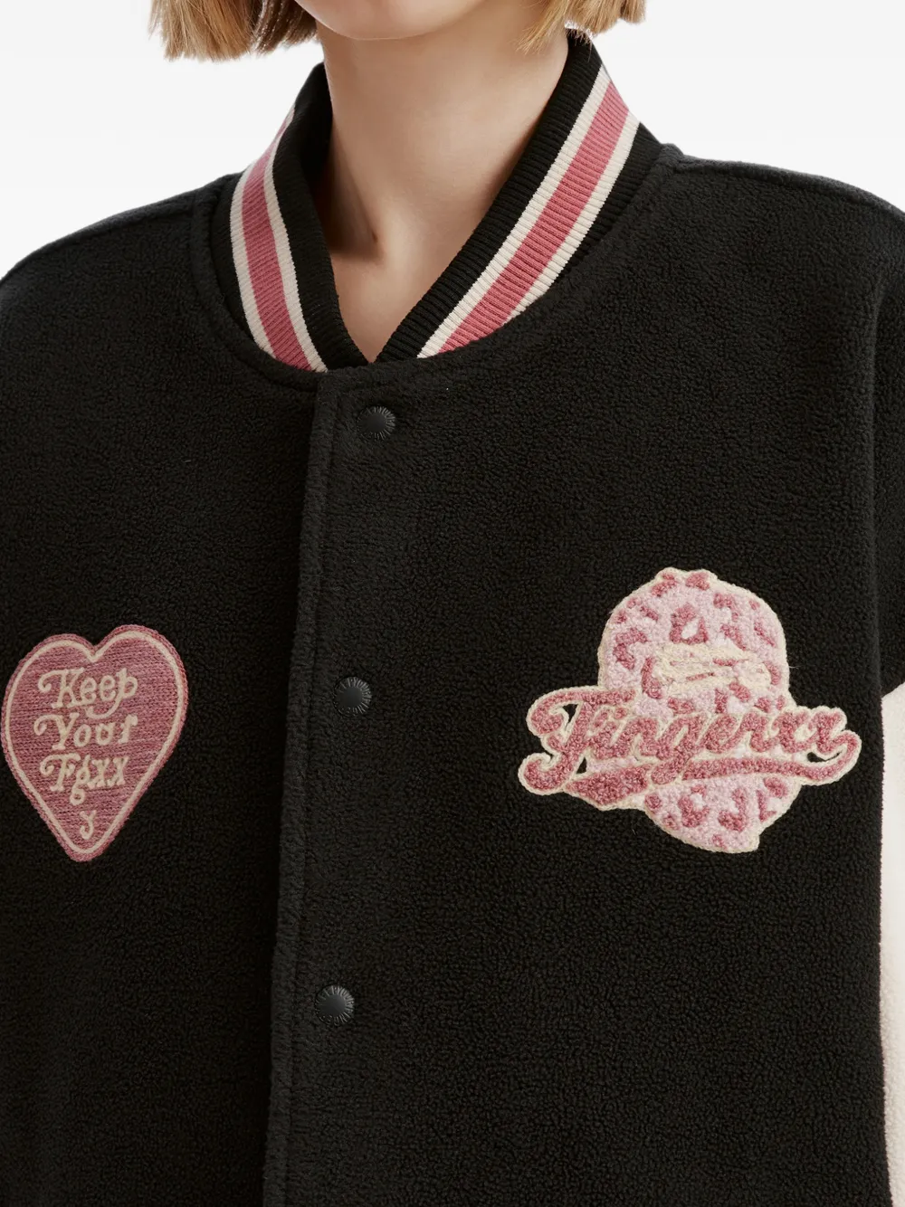 FINGERCROXX Jack met fleecetextuur en patch-detail Zwart