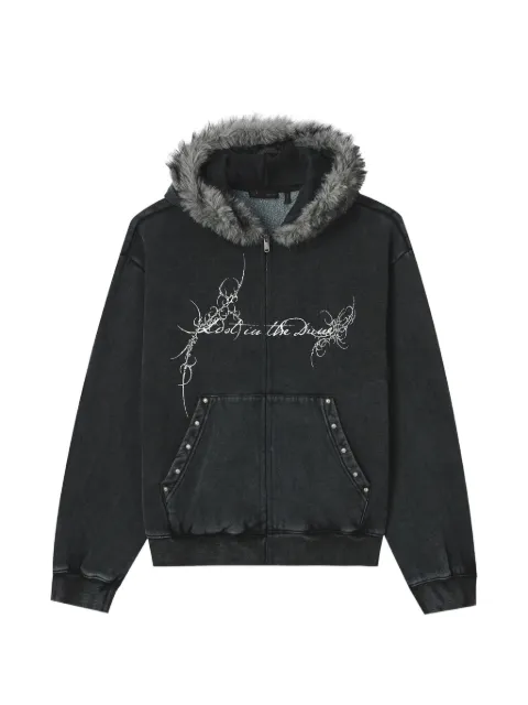FIVE CM hoodie con cierre y ribete de pelo artificial