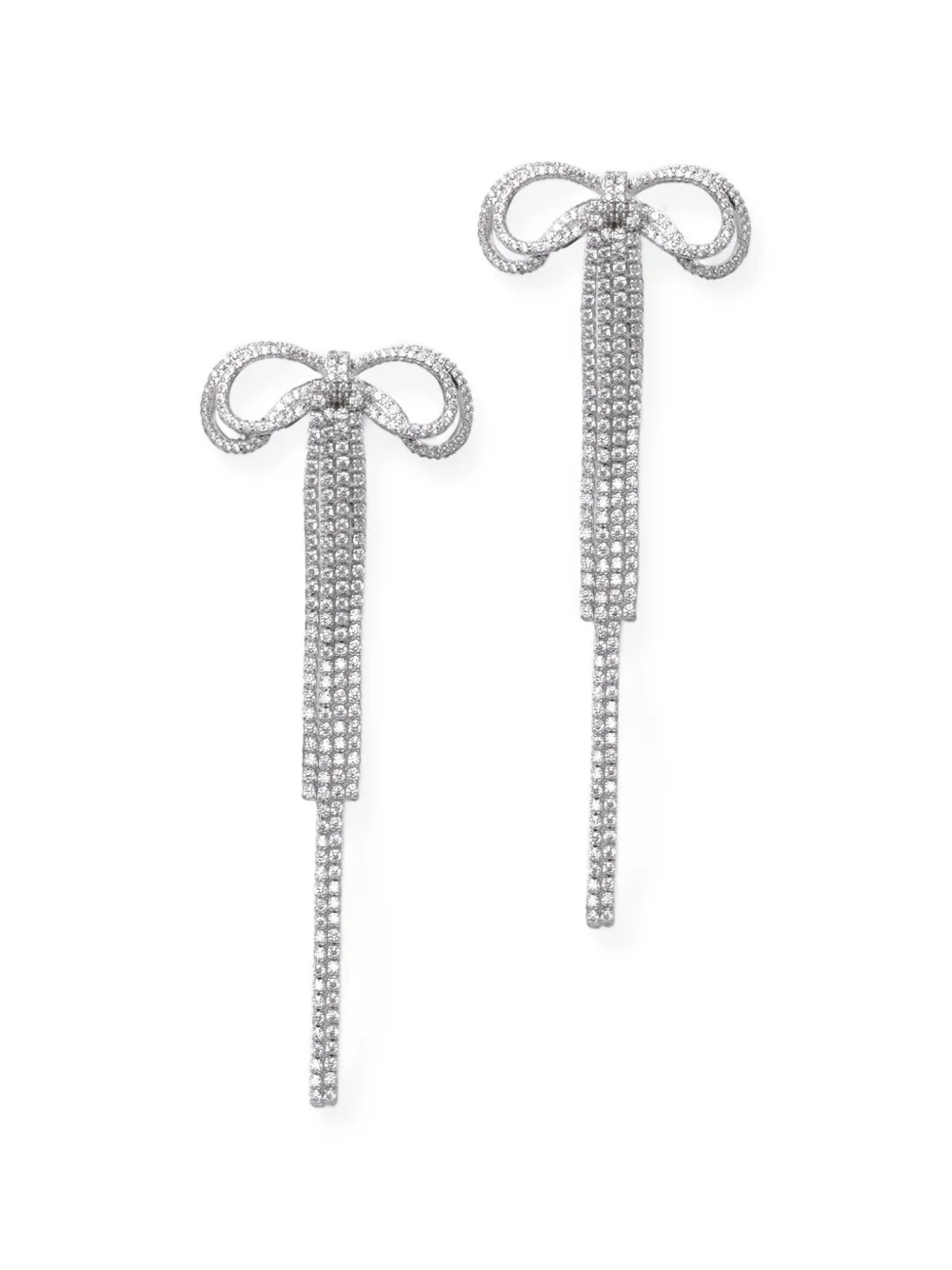 Self-Portrait double crystal bow earrings - Silber